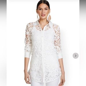 New York And Company White Lace Blouse